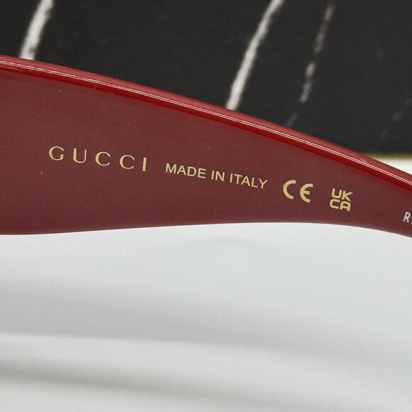 NEW GUCCI SUNGLASSES RED BURGUNDY WOMEN EYEWEAR GUCCI GG1975S 005 - Picture 10 of 11